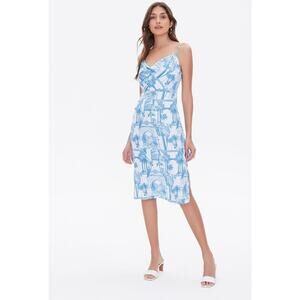 Forever 21 Cowl Neck Mini Dress | Parrot & Roman Architecture Print | Size M
